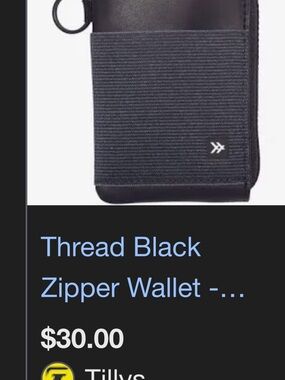 Thread Black Zipper Wallet - Black